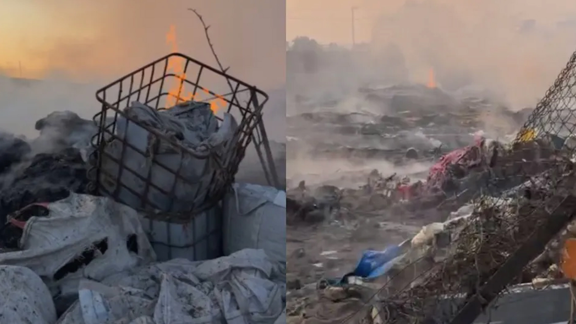 Un incendio en una recicladora clandestina alertó a los vecinos de la colonia El Hoyo, en Ecatepec; bomberos trabajan para sofocar el fuego.