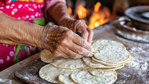 Mujer con kilo de tortillas