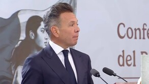 Pablo Lemus durante su intervención en La Mañanera de Sheinbaum