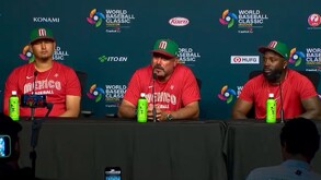 Benjamín Gil en conferencia de prensa después del juego ante Gran Bretaña.