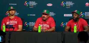 Benjamín Gil en conferencia de prensa después del juego ante Gran Bretaña.