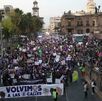 La marcha del 8M se lleva a cabo en la explanada de los héroes en Monterrey, Nuevo León
