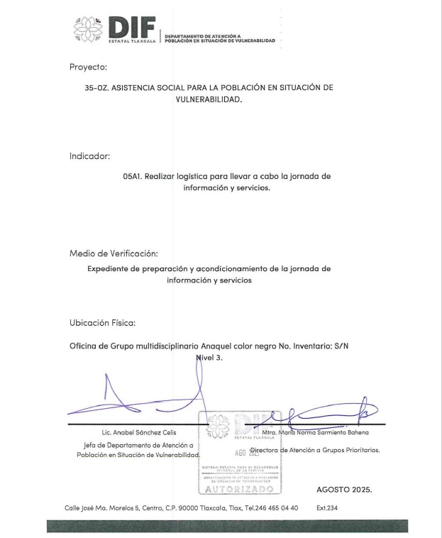 Documento del DIF de Tlaxcala donde se detalla un proyecto.