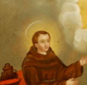 Se observa la imagen de un santo que viste una túnica color café.