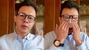 Imágenes de un hombre vestido con camisa llorando y dando una explicación a la cámara.