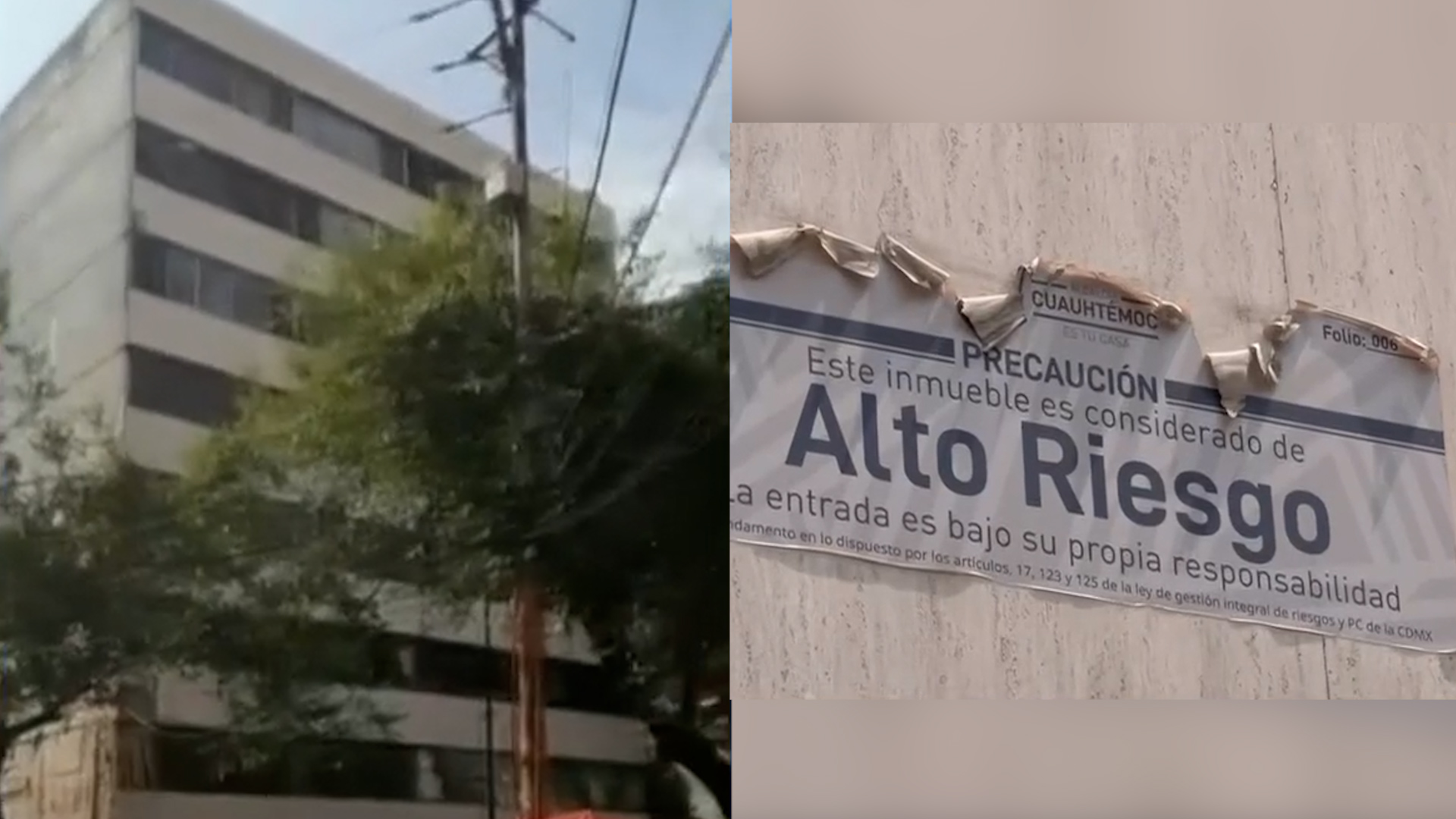 Vecinos de la colonia Doctores en CdMx denuncian que un edificio con sellos de alto riesgo sigue ocupado y amenaza con colapsar sobre viviendas aledañas.