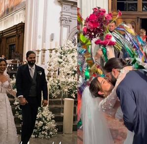 Farid Dieck y Jessica Fernández en su boda en la Catedral de Monterrey.