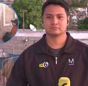 Reportero Cristian Morúa y personas que lanzaron piedras.