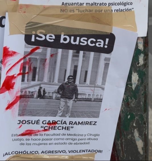 Fotografía de un estudiante de Oaxaca acusado por presunta violencia sexual.