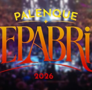 Tipografía oficial del Palenque de Tepabril 2026 con una imagen del recinto con un concierto y público desenfocado en el fondo
