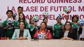 Clara Brugada presenta en conferencia la Clase Masiva de futbol más grande del mundo