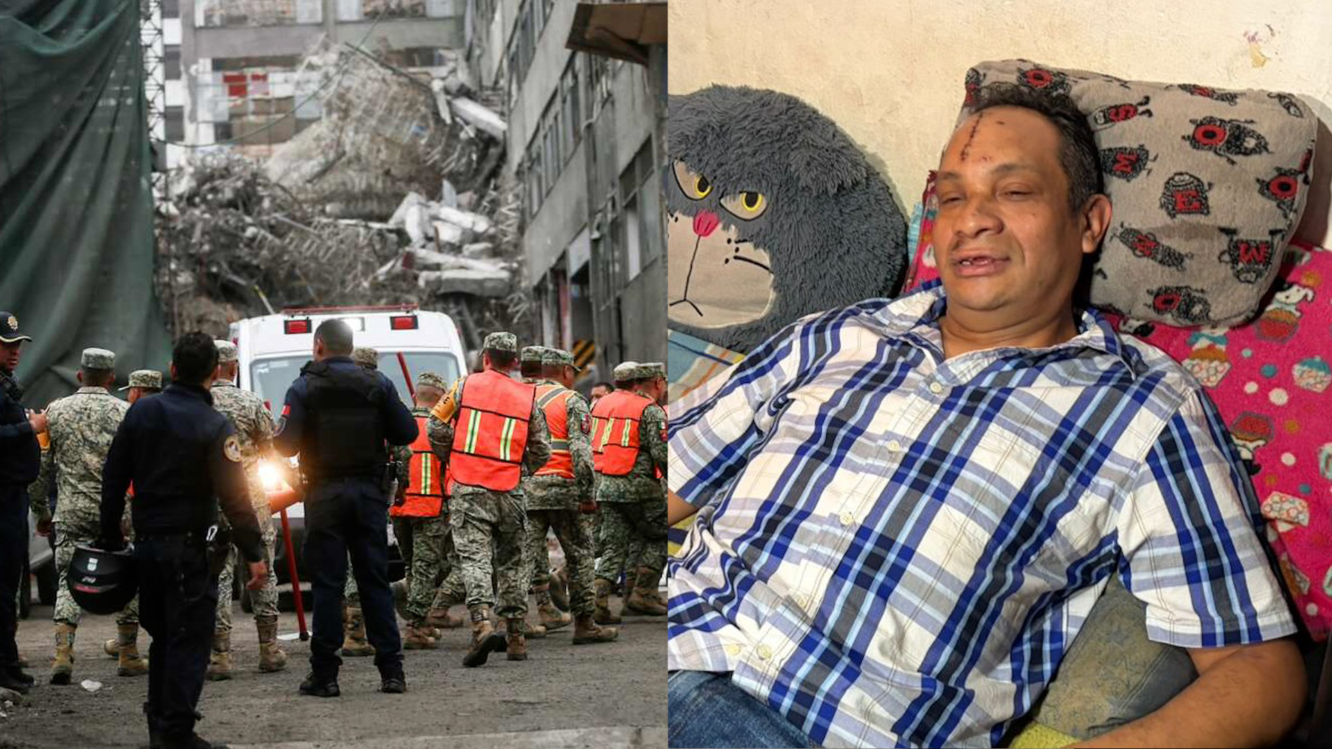 Ángel Miranda sobrevivió al derrumbe en San Antonio Abad. Narra cómo la voz de su esposa le dio fuerzas para salir de entre los escombros del edificio.