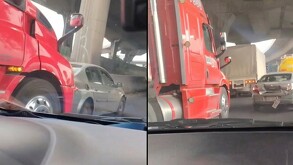 Un tráiler chocó y arrastró varios metros a un automóvil en la autopista México–Querétaro.