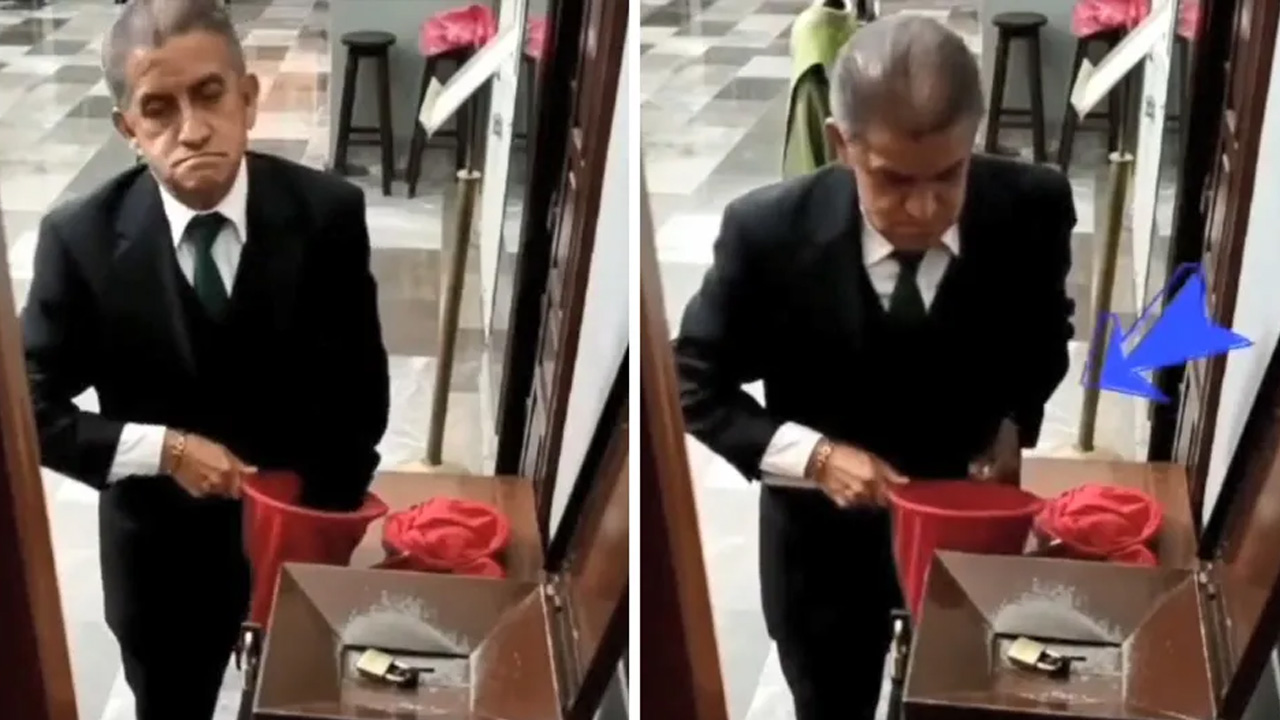Un video de seguridad muestra a un presunto colaborador de la Catedral de Tehuacán tomando dinero de las alcancías de limosnas.