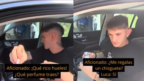 Luca Orellano a la salida del Centro de Entrenamiento El Barrial.