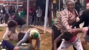 Mujeres peleando en escuela.