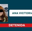 Ficha de detención de la Fiscalía de Jalisco con foto y nombre de una mujer identificada como  Ana Victoria ‘N’ con los ojos censurados por un cuadro negro
