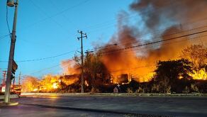 Incendio terreno Ruta 80 Tacubaya en Juárez, Nuevo León