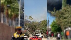 Elementos de distintas dependencias realizan cortafuegos estratégicos para frenar el avance del fuego en los parajes El Mirador y Llano Grande de Ipala.