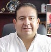 Gustavo Robles Martínez, presidente municipal de Autlán de Navarro con una imagen de un partido en la Liga Premier Mx a un costado