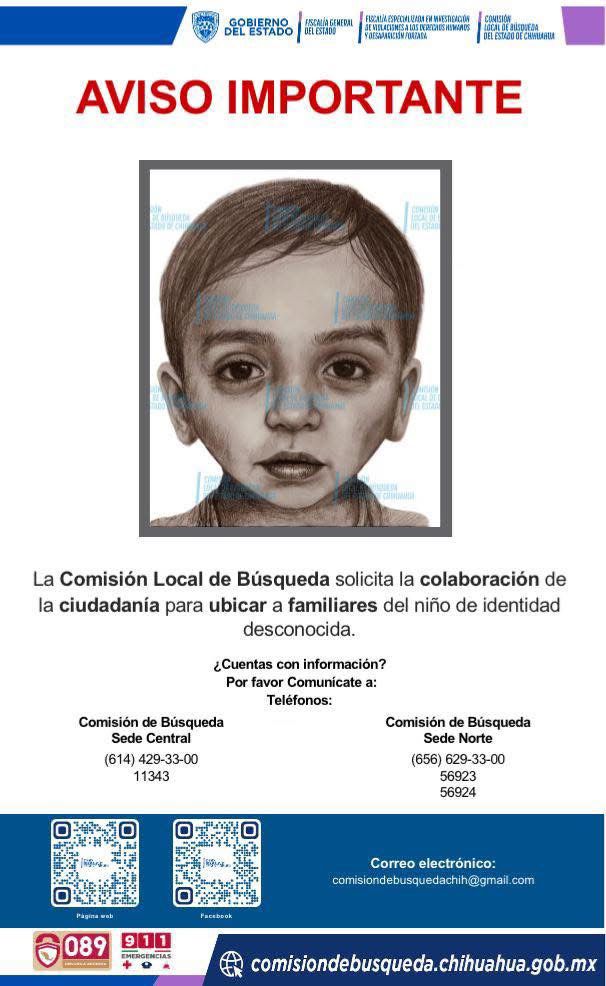 Retrato dibujado de niño que fue encontrado sin vida.