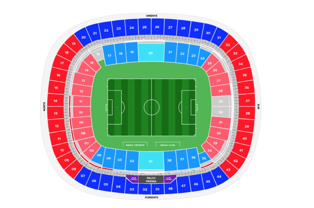 Zonas de boletos para Chivas en el Estadio Akron