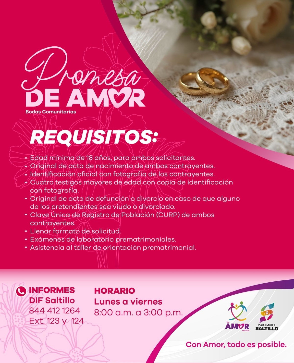 El tiempo corre para parejas interesadas en formalizar su unión en Saltillo. Conoce lo necesario antes de que cierre el registro.