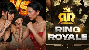 Cazzu y Ángela Aguilar enfrentándose en el ring, foto creada con IA.