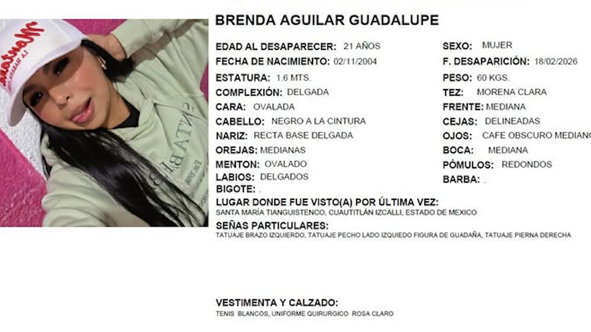 Familia de la víctima pide la aparición con vida de la joven de 21 años en Cuautitlán Izcalli.