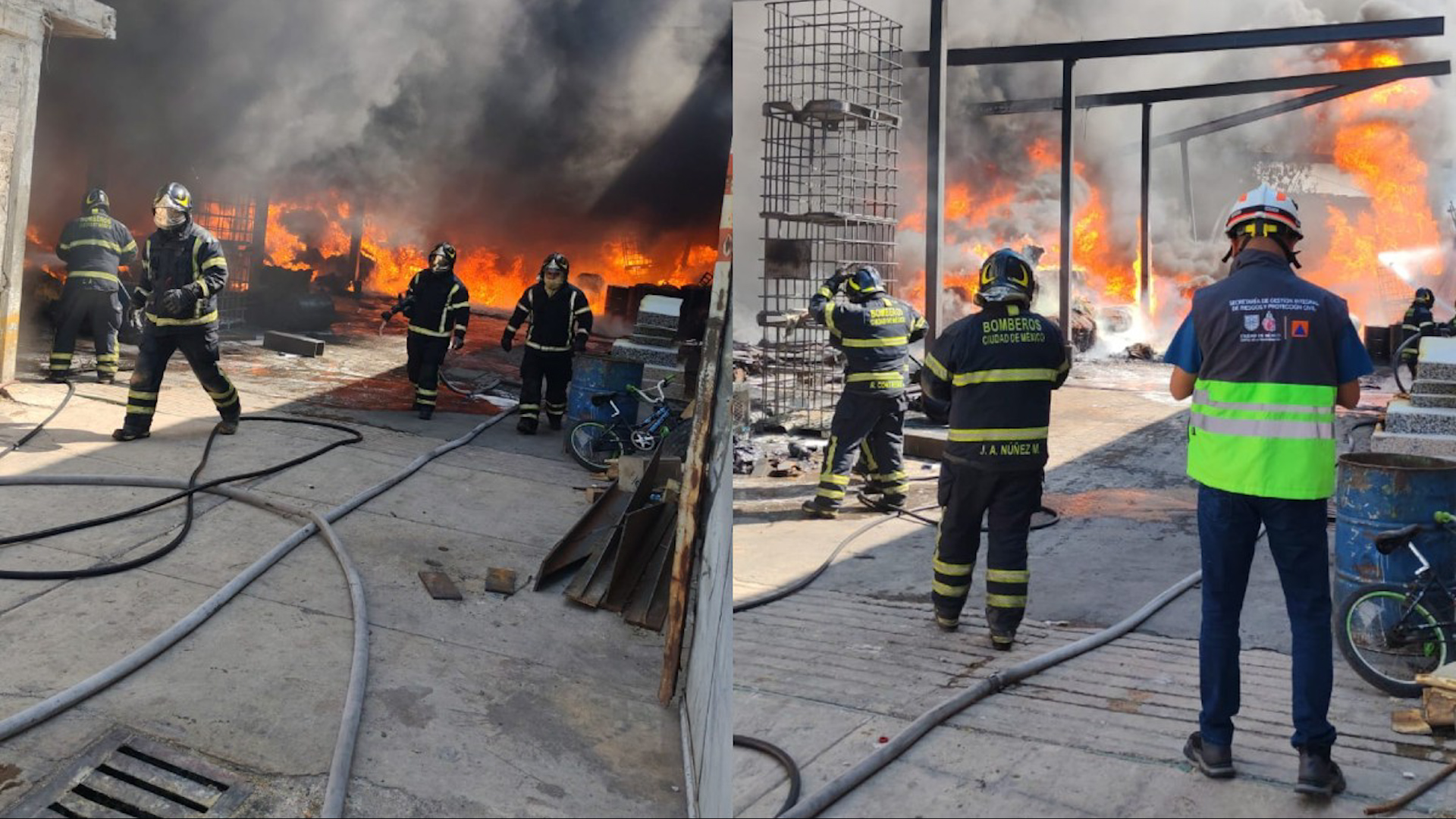 Un incendio en una bodega de hule espuma en Iztapalapa generó una enorme columna de humo en la CdMx. Bomberos y la Marina sofocaron el fuego.