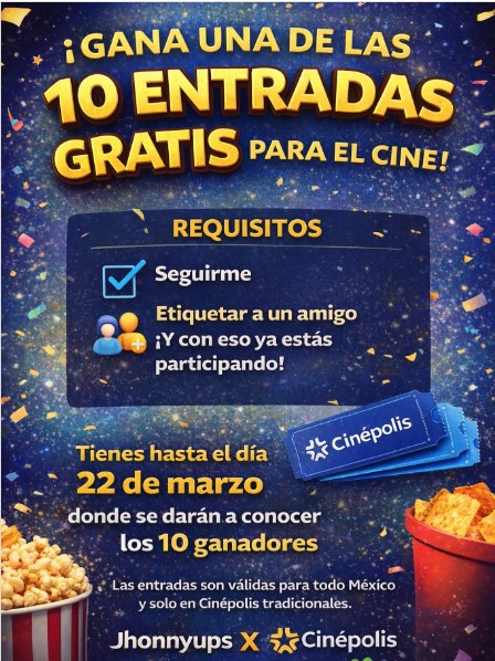 Jhonyups hace dinámica para regalar boletos de Cinépolis