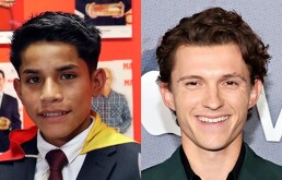Pol Deportes y Tom Holland al lado del otro como homenaje al celebrara el estreno del trailer de spiderman.