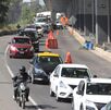 Tráfico por obras en la autopista México-Puebla.