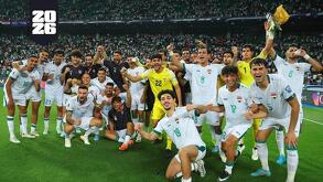 Jugadores de la Selección de Irak celebrando el pase al repechaje.