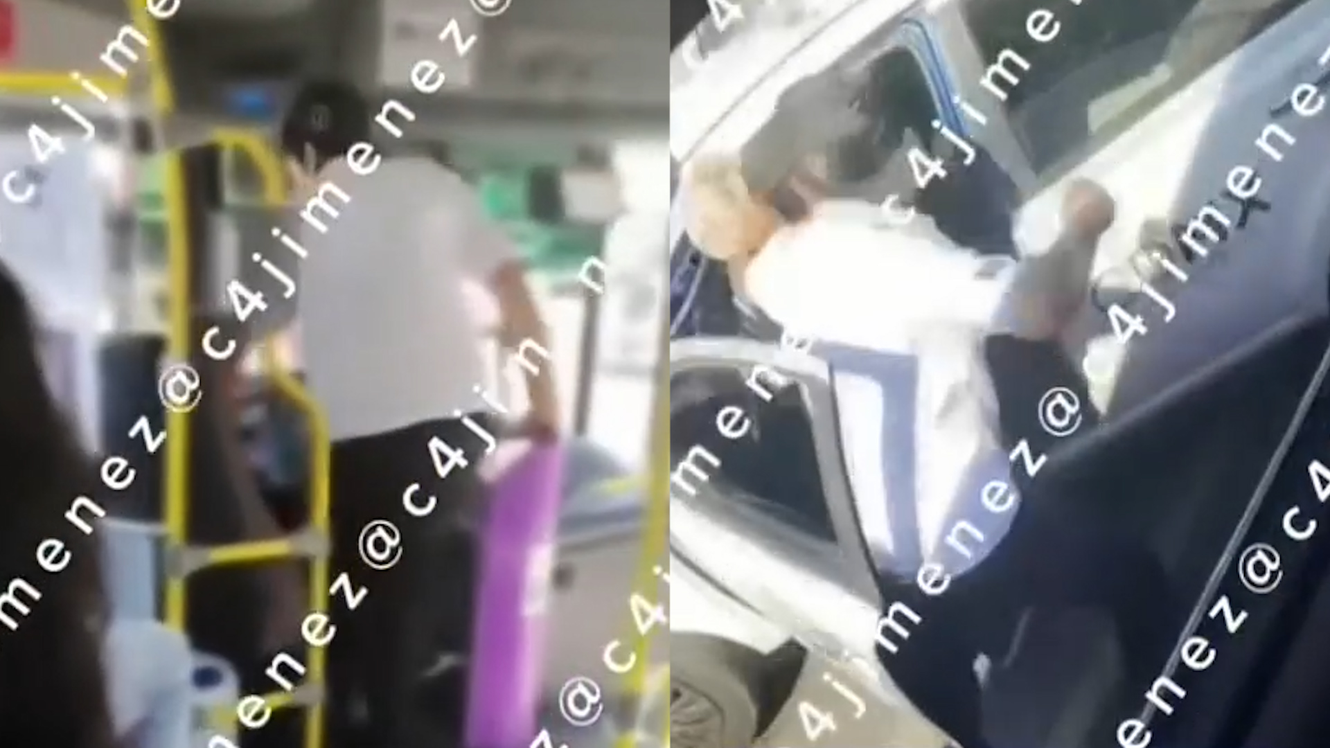 Un operador de transporte público fue captado golpeando a un taxista en el Eje 2 Norte. El chofer abandonó la unidad con pasajeros para iniciar la riña.