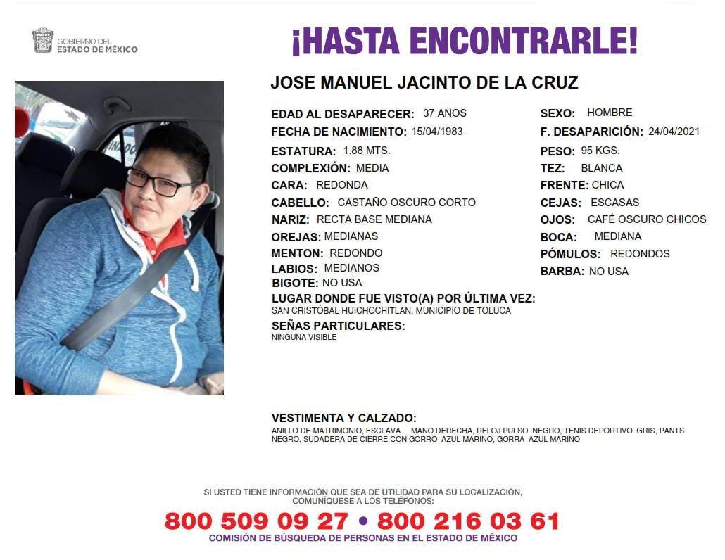 Ficha de búsqueda de José Manuel Jacinto de la Cruz.