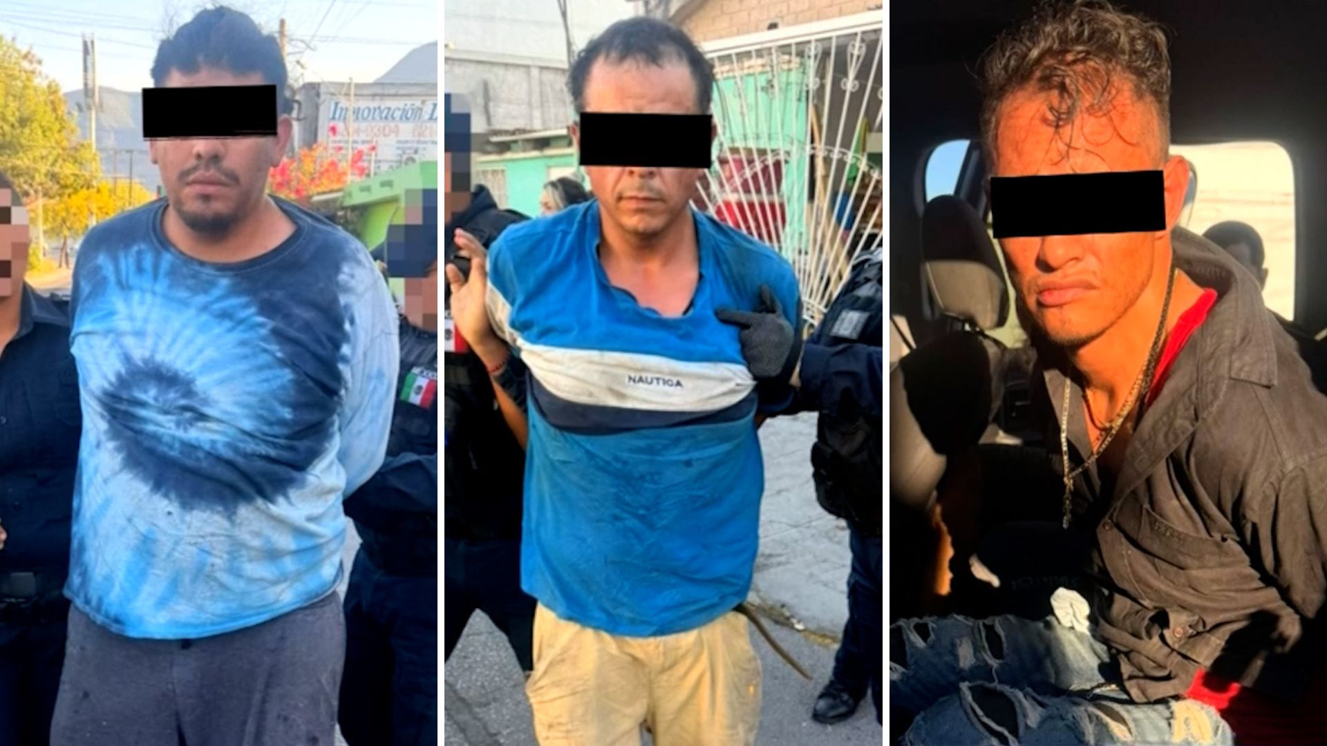 Policías de Guadalupe detuvieron a tres hombres tras herir a un ciudadano en la colonia San Sebastián. Se les aseguró un arma 9mm y dosis de cristal.