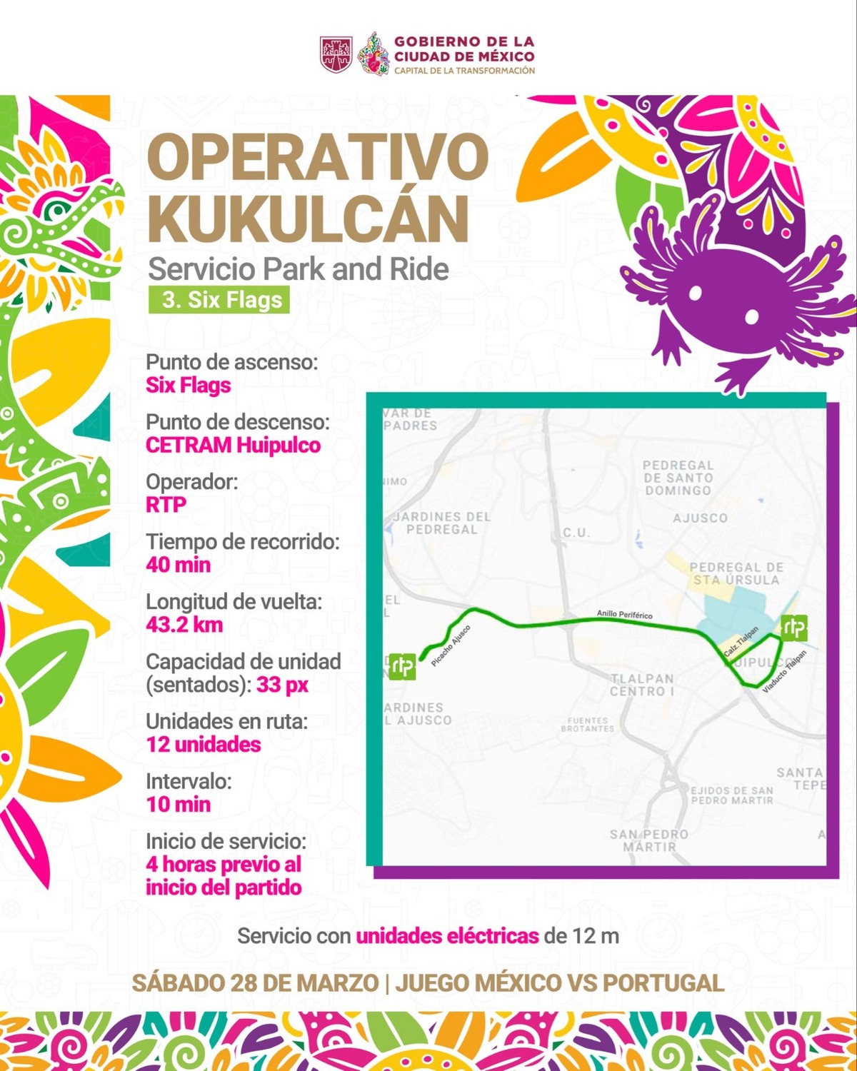 Se desplegará un servicio especial de transporte eléctrico con una flota de más de 120 unidades.