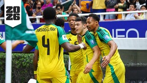 Bailey Cadamarteri en festejo de su gol con Jamaica ante Nueva Caledonia.