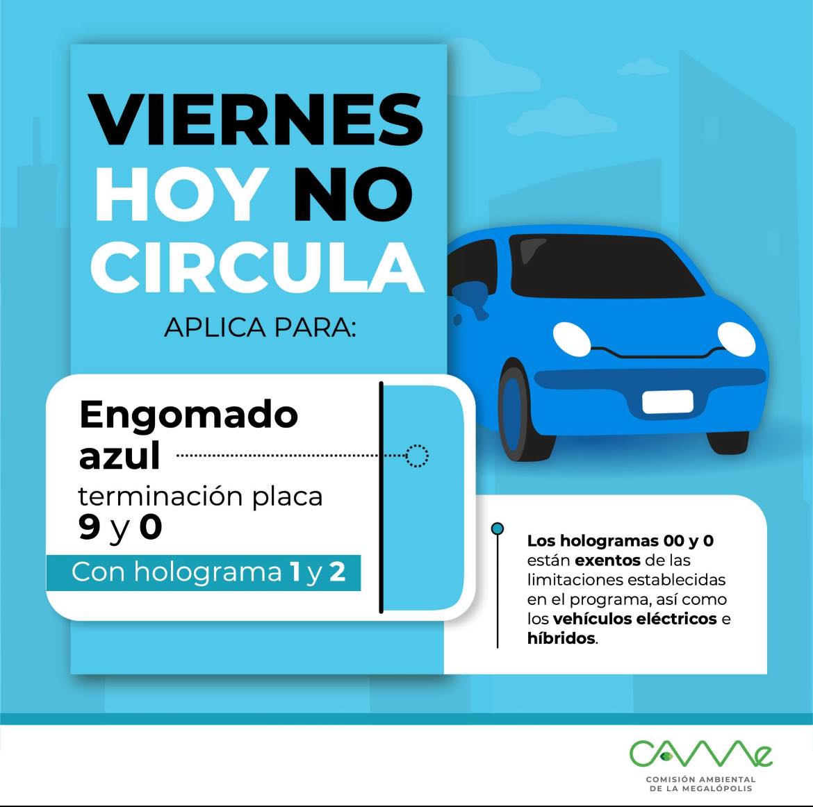 Días que no circula tu auto en la CdMx de acuerdo al día de la semana
