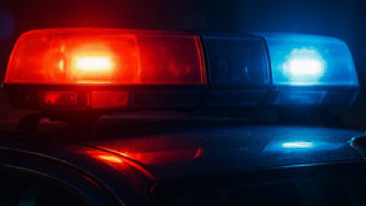 Sirena de policía en color azul, rojo y blanco