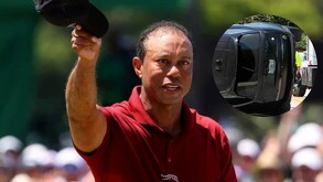 Camioneta de Tiger Woods volcada en Florida.