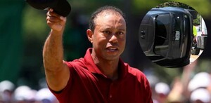 Camioneta de Tiger Woods volcada en Florida.