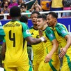 Bailey Cadamarteri en festejo de su gol con Jamaica ante Nueva Caledonia.