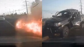 Momento exacto de la explosión que mató a 'El Payín' tras salir del AIFA.