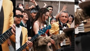 Belinda visitó la Ciudad de México para realizar una serie de promocionales para al próximo mundial de futbol junto a Los Ángeles Azules y Santa Fe Klan