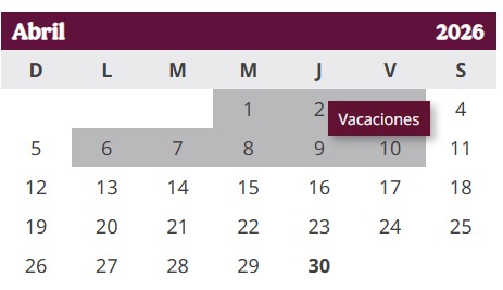 calendario sep abril 2026