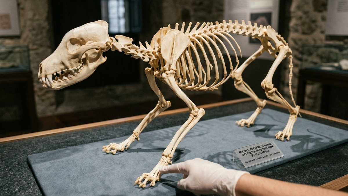 Esqueleto de un perro de la antigüedad para ilustrar su presencia en el mundo