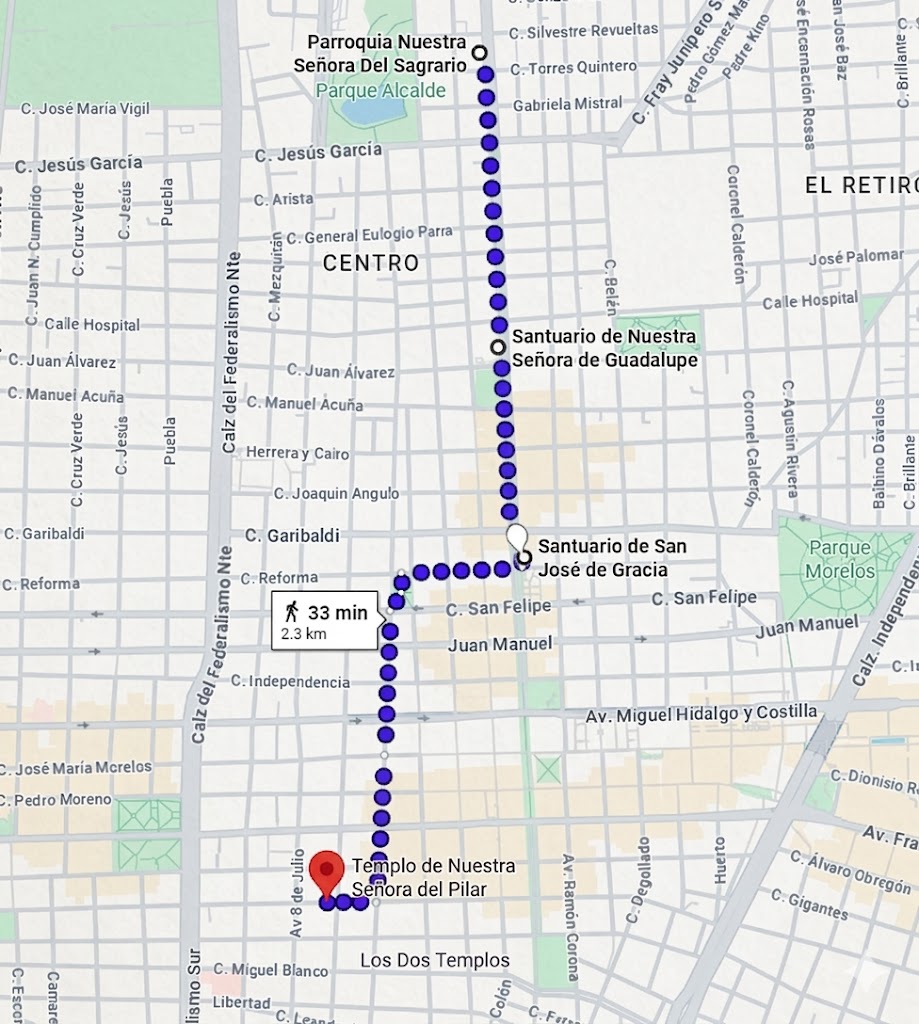 La ruta comenzará desde la parroquia de Nuestra Señora del Sagrario y pasará por varios templos emblemáticos de la zona centro de Guadalajara