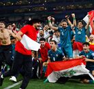 Selección de Irak festejando su pase al Mundial 2026 a través del repechaje contra Bolivia.